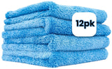 Soft Edgeless Ultra-Plush Microfiber Cloth 16"x24" - Blue 12pk