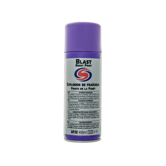 Blast Berry Fruit - Interior Fragrance 400mlPowerful aerosol air freshener, with a unique high discharge nozzle. Blast combats malodors and quickly adds a long-lasting freshness to a vehicle or room. Blast is also suitable for use in large rooms and space