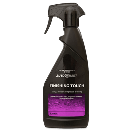 Finishing Touch - Water Based Interior & Tire Dressing 500mlSolvent free dressing. A water-based interior, tire and trim dressing with silicone for both protecting and rejuvenating vinyl, rubber and plastic. Medium gloss. Finishing Touch is solvent-free a