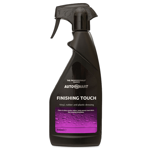 Finishing Touch - Water Based Interior & Tire Dressing 500mlSolvent free dressing. A water-based interior, tire and trim dressing with silicone for both protecting and rejuvenating vinyl, rubber and plastic. Medium gloss. Finishing Touch is solvent-free a
