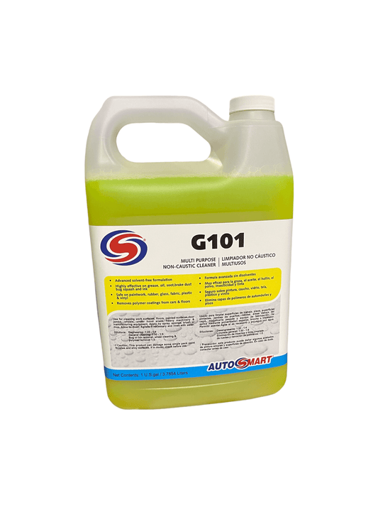 G101 - Market Leading Multi-Purpose Cleaner 1galAn excellent multi-purpose cleaner and great all-rounder. Concentrated. Especially effective on hard surfaces, painted surfaces, wheels, engine areas, heavy machinery and manufacturing equipment. Use to deep