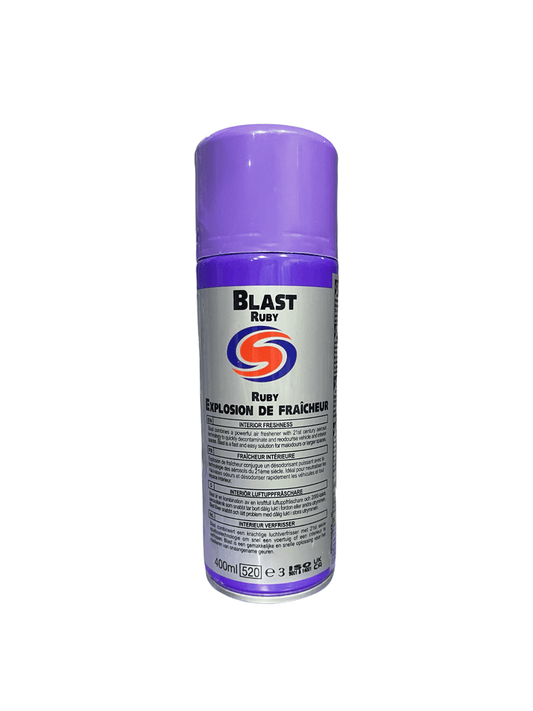 Blast Ruby - Interior Fragrance 400mlPowerful aerosol air freshener, with a unique high discharge nozzle. Blast combats malodors and quickly adds a long-lasting freshness to a vehicle or room. Blast is also suitable for use in large rooms and spaces. Avai