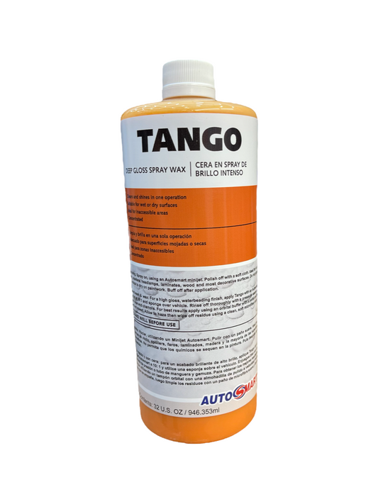 Tango - Deep Gloss Spraywax 1qtA unique versatile spray wax and cleaner. Quickly cleans out soiling and leaves a wet look shine on door jambs, under hood and trunk areas etc. Turns any hydrophillic surface to hydrophobic (non water-beading to water-beadin